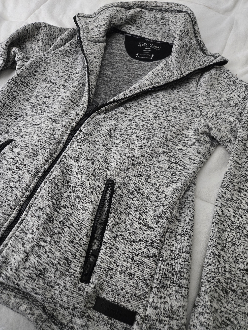 Calvin Klein Performance Women’s Medium Gray Marled Full Zip Fleece Jacket - Picture 5 of 7